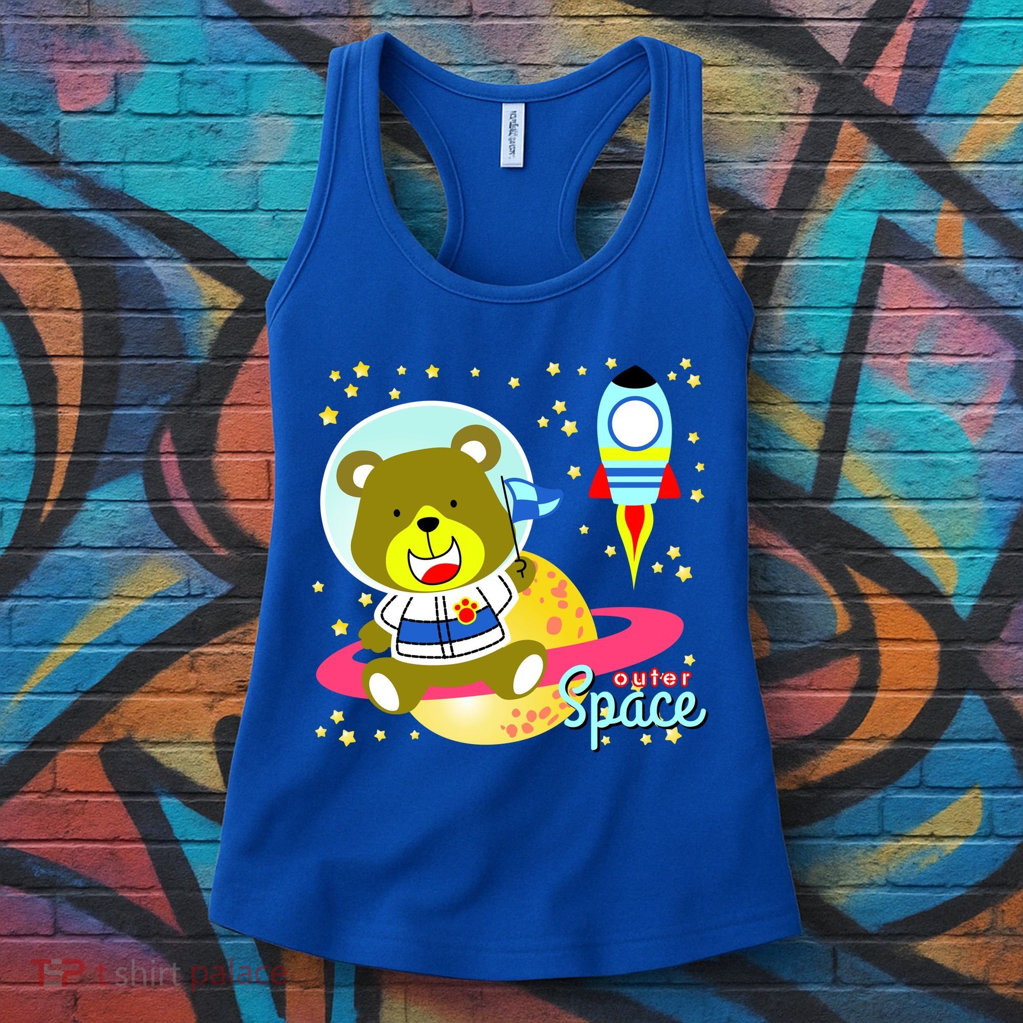 Cute Outer Space Bear Astronaut Women's Tank Top