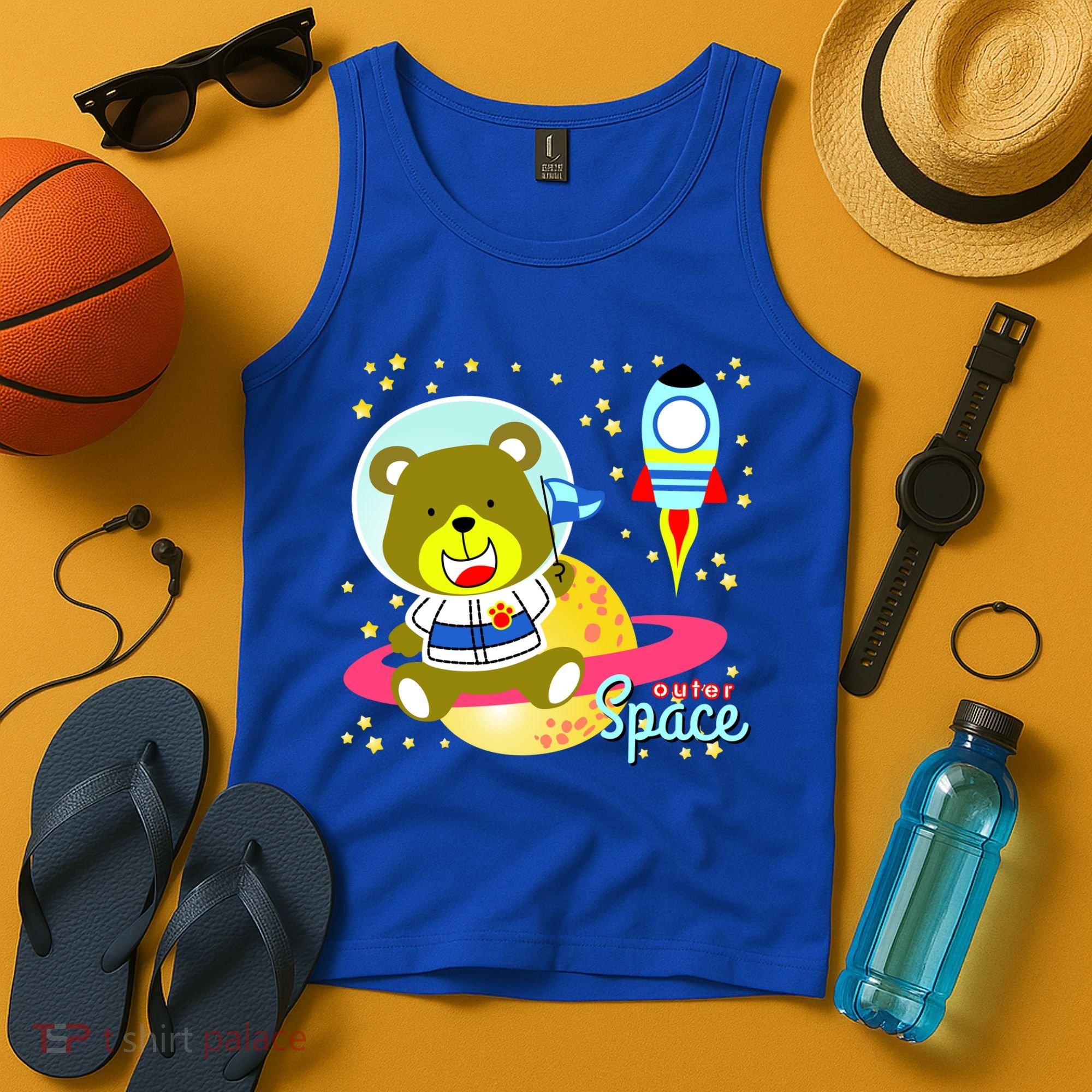 Cute Outer Space Bear Astronaut Tank Top