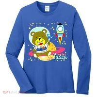 Cute Outer Space Bear Astronaut Women's Long Sleeve Shirt thumb 0