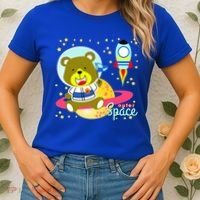Cute Outer Space Bear Astronaut Women's T-Shirt thumb 2