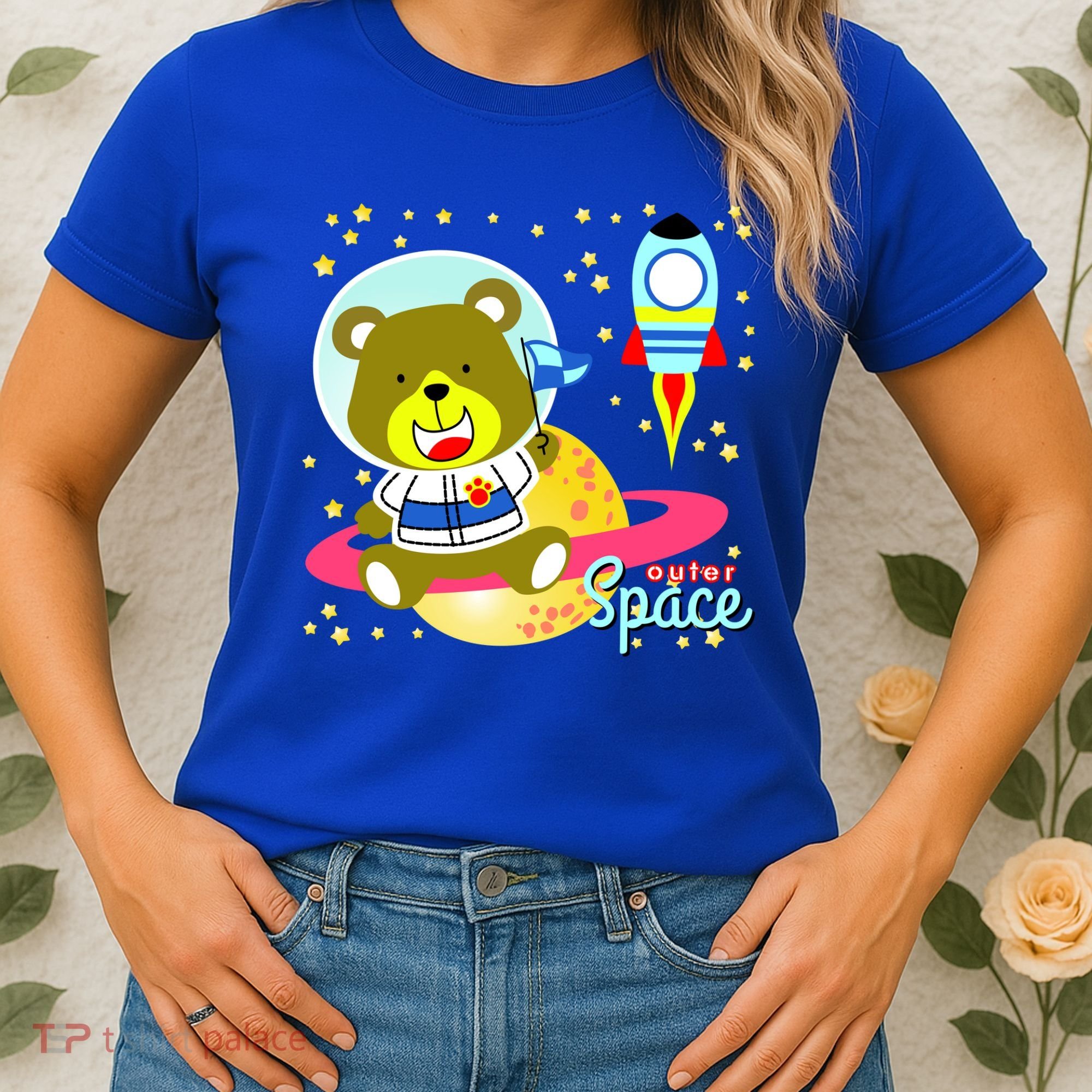 Cute Outer Space Bear Astronaut Women's T-Shirt