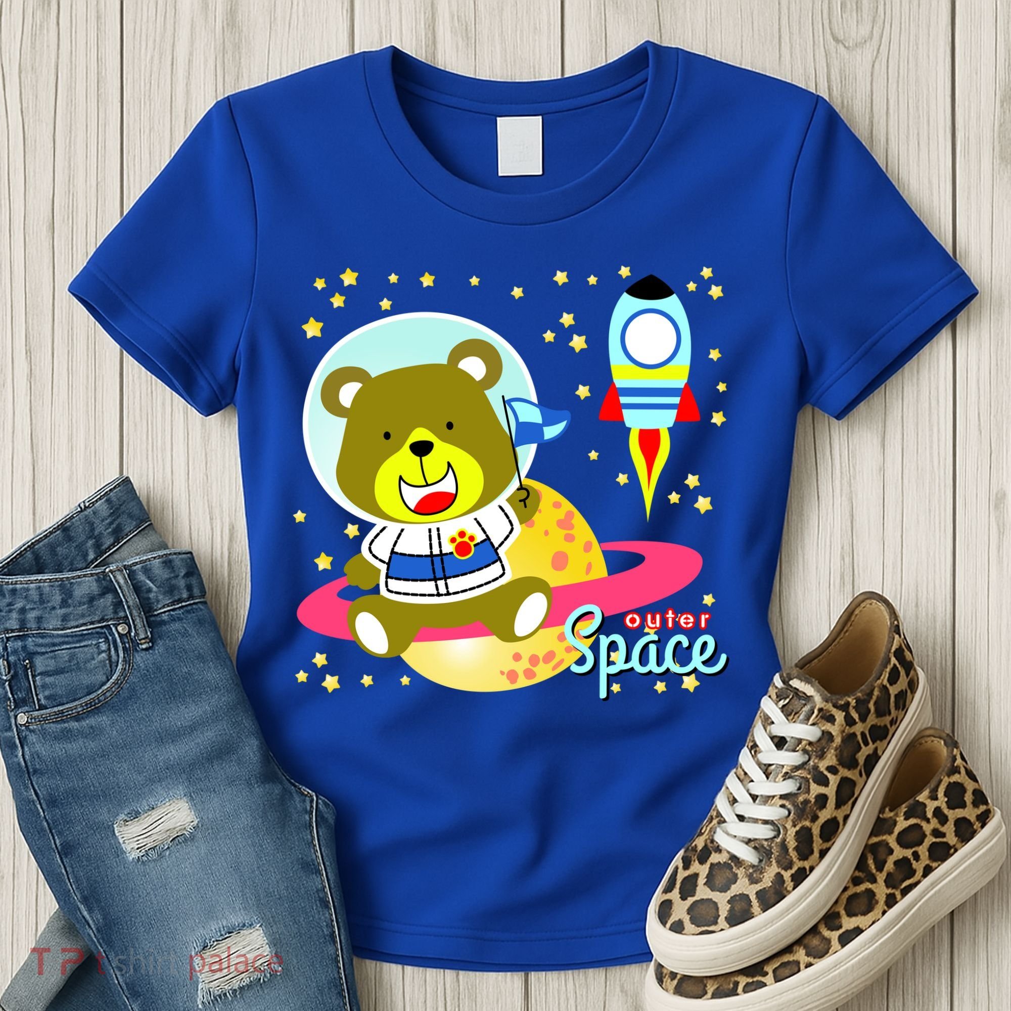 Cute Outer Space Bear Astronaut Women's T-Shirt