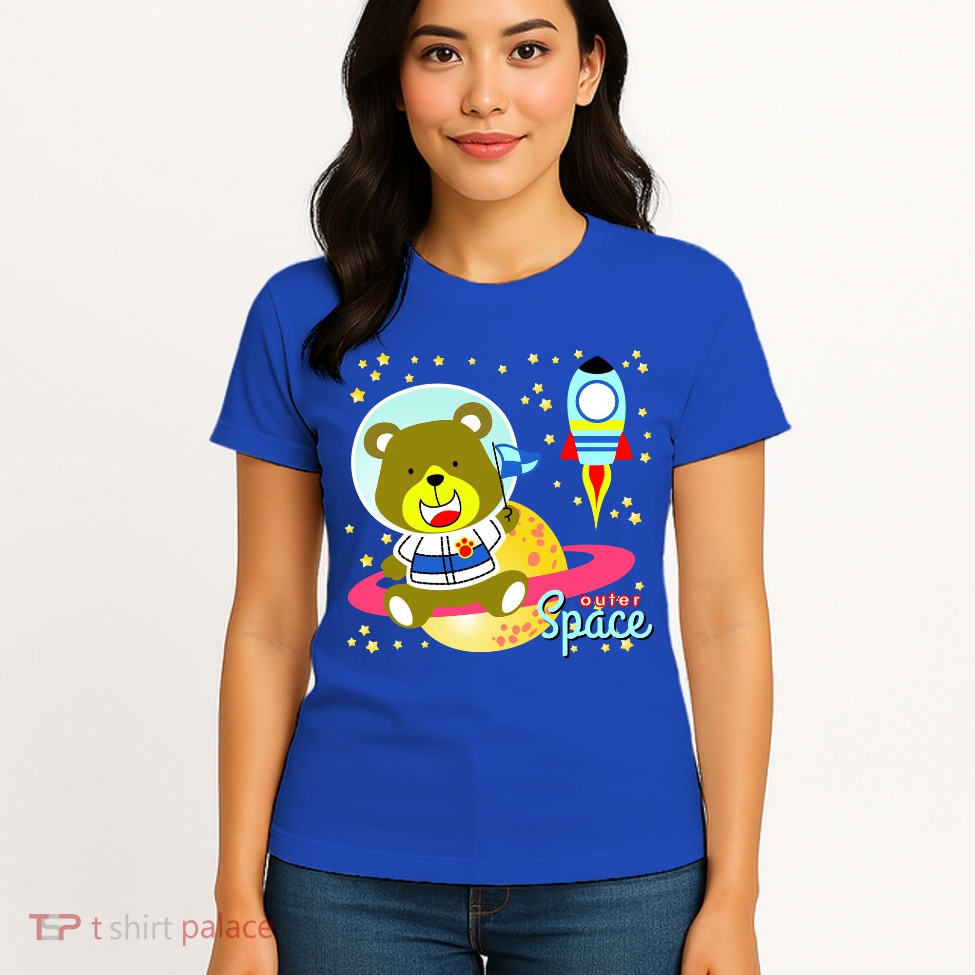 Cute Outer Space Bear Astronaut Women's T-Shirt