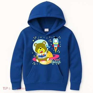 Cute Outer Space Bear Astronaut Kids Hoodie