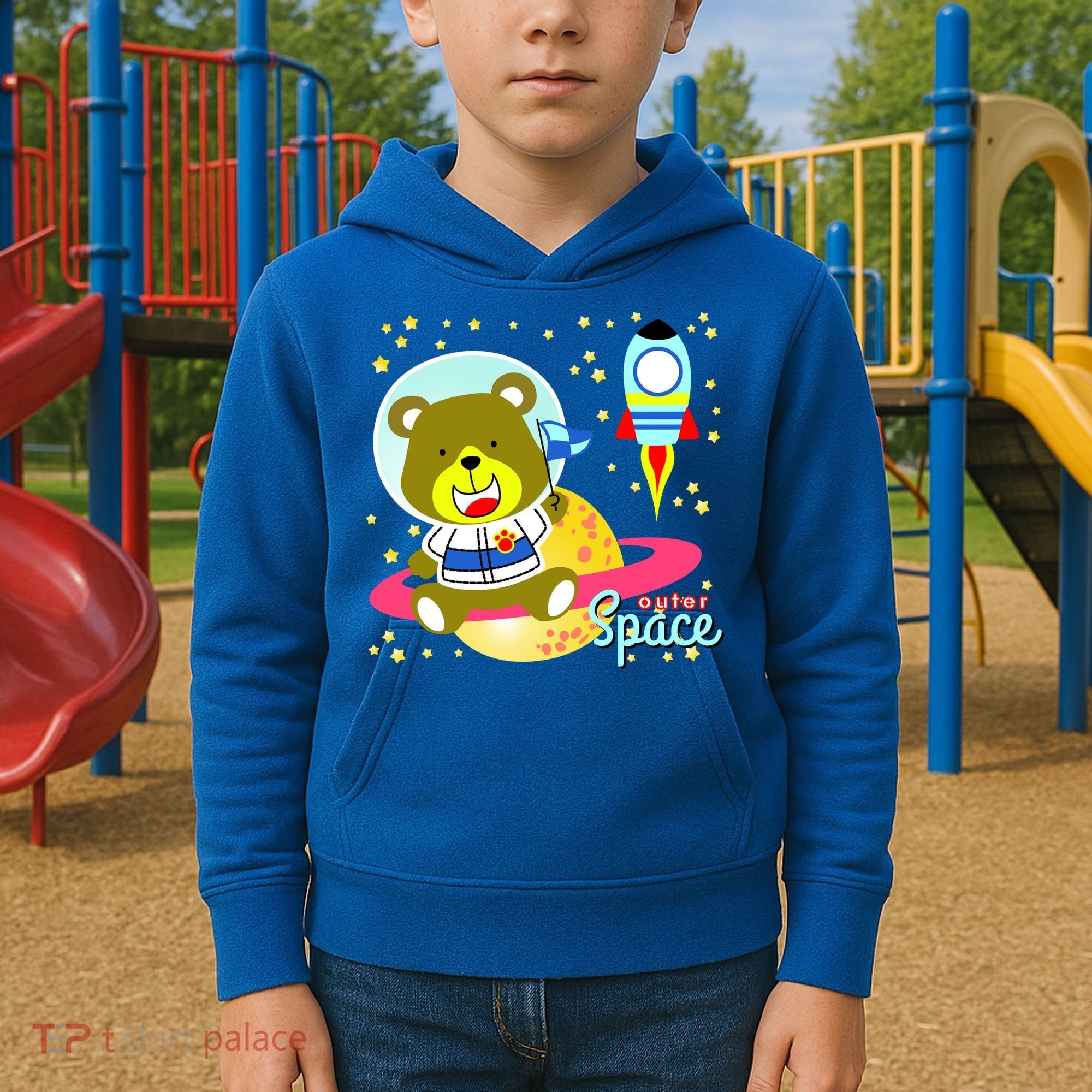 Cute Outer Space Bear Astronaut Kids Hoodie