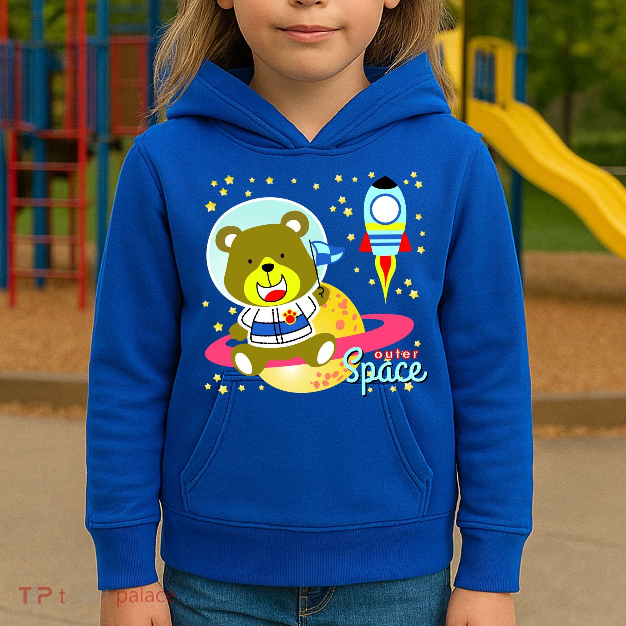 Cute Outer Space Bear Astronaut Kids Hoodie