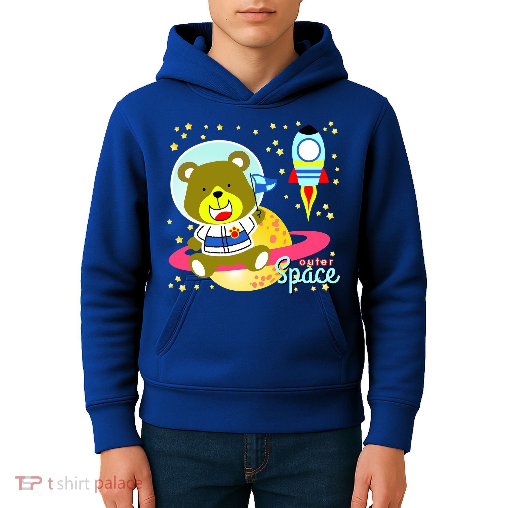 Cute Outer Space Bear Astronaut Kids Hoodie