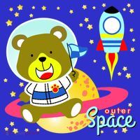 Cute Outer Space Bear Astronaut Kids Hoodie thumb 5