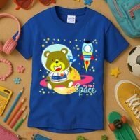 Cute Outer Space Bear Astronaut Kids T-Shirt thumb 3