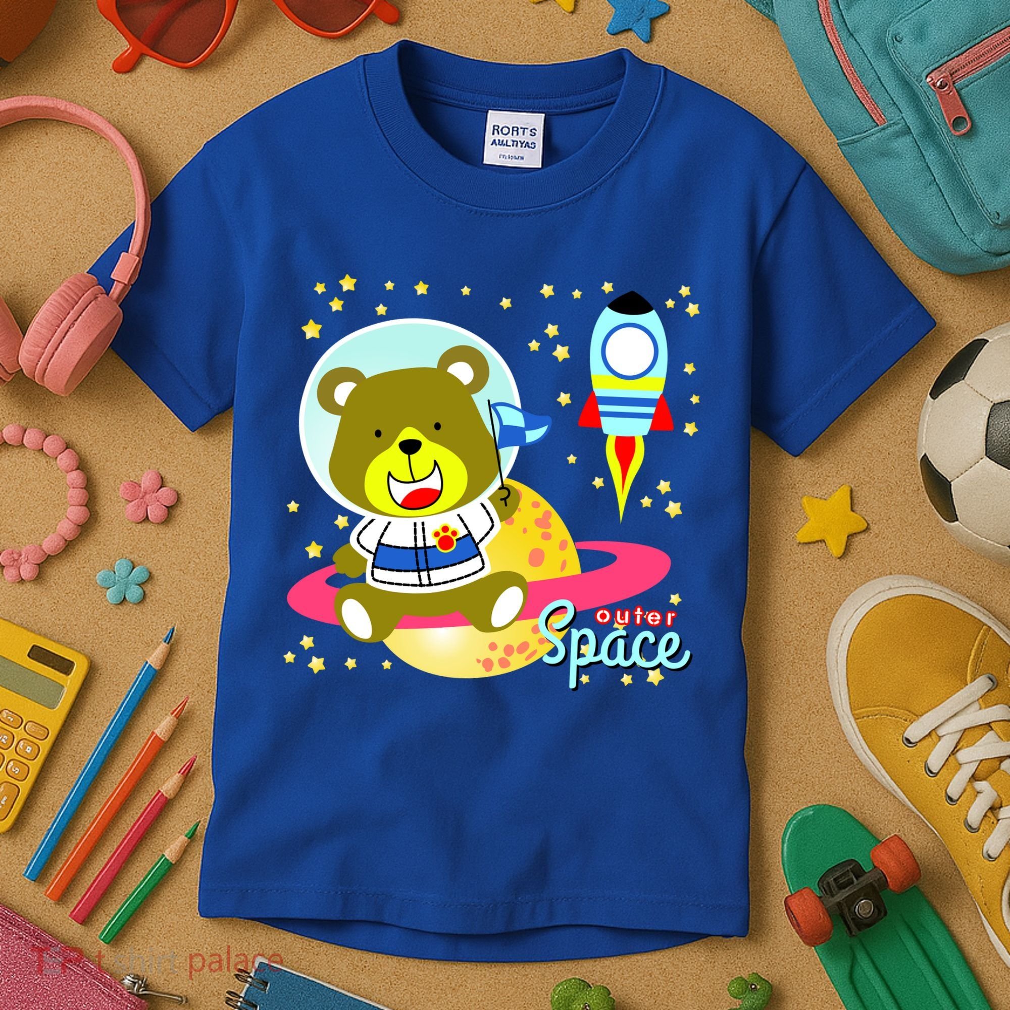 Cute Outer Space Bear Astronaut Kids T-Shirt