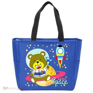 Cute Outer Space Bear Astronaut Tote Bag