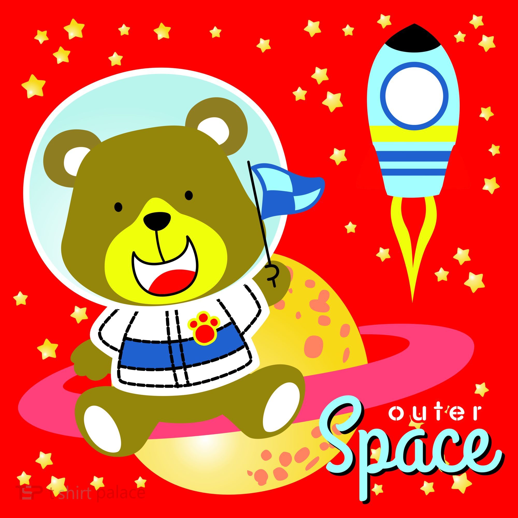 Cute Outer Space Bear Astronaut Santa Hat