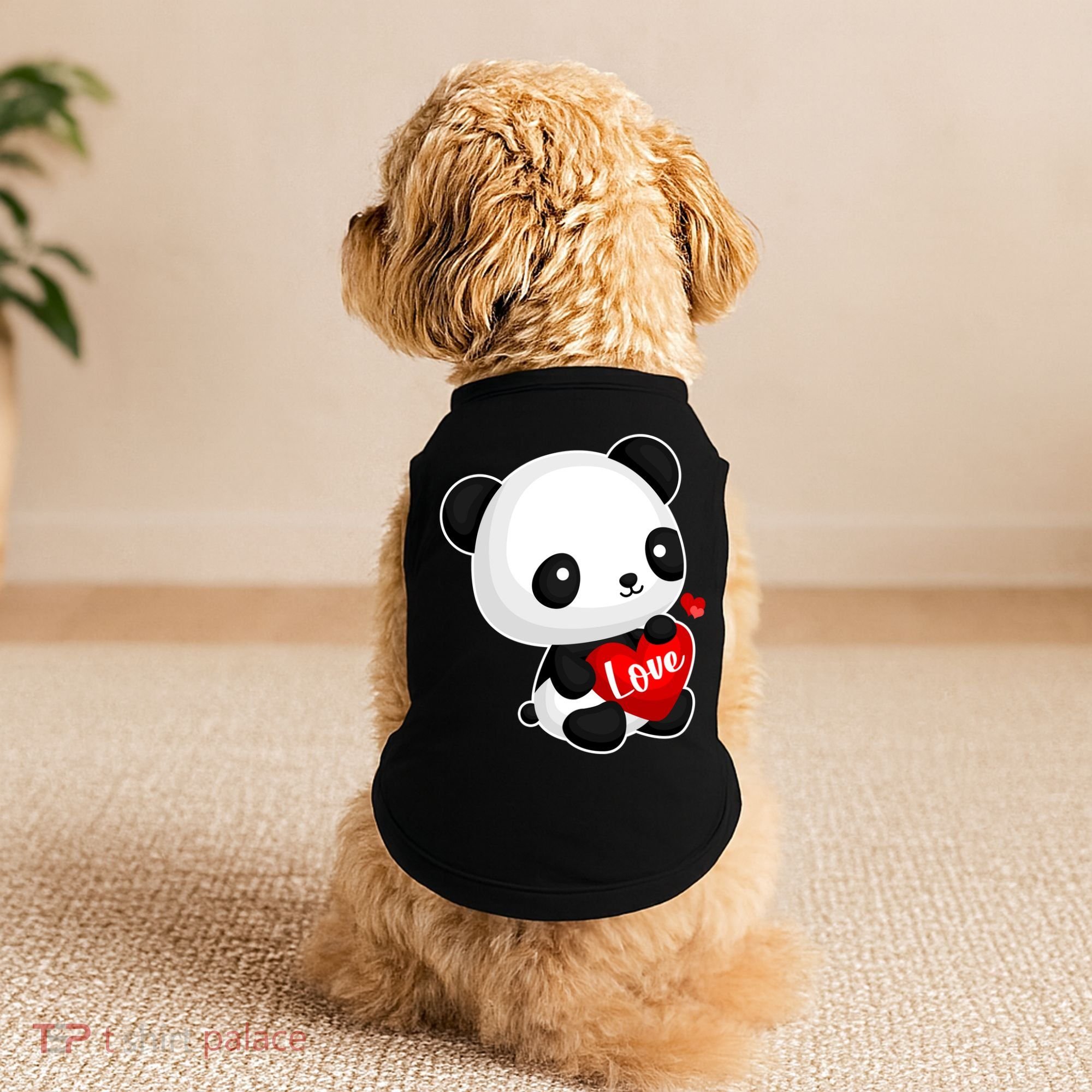 Cute Panda Holding A  Heart Doggie Tank