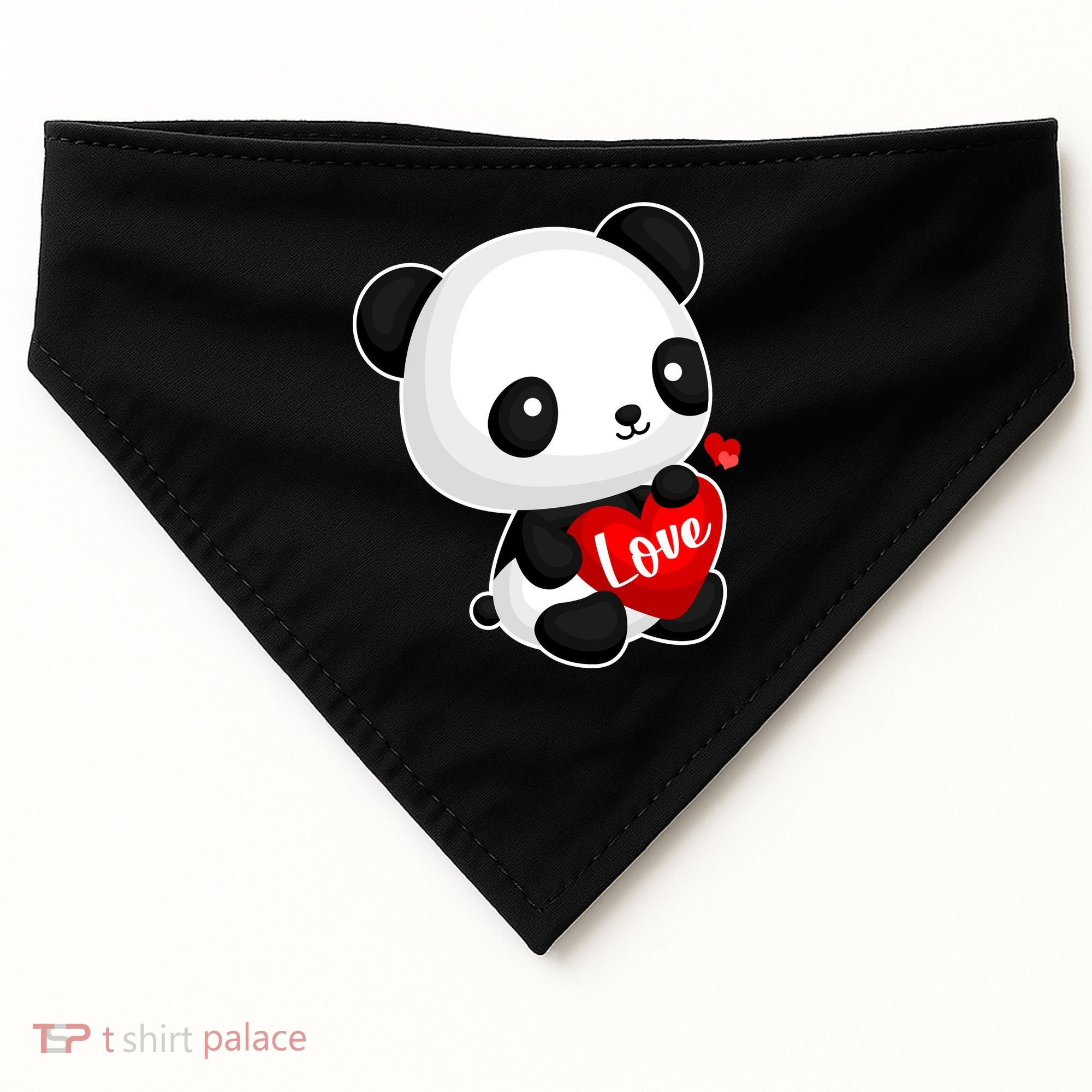 Cute Panda Holding A  Heart USA-Made Doggie Bandana