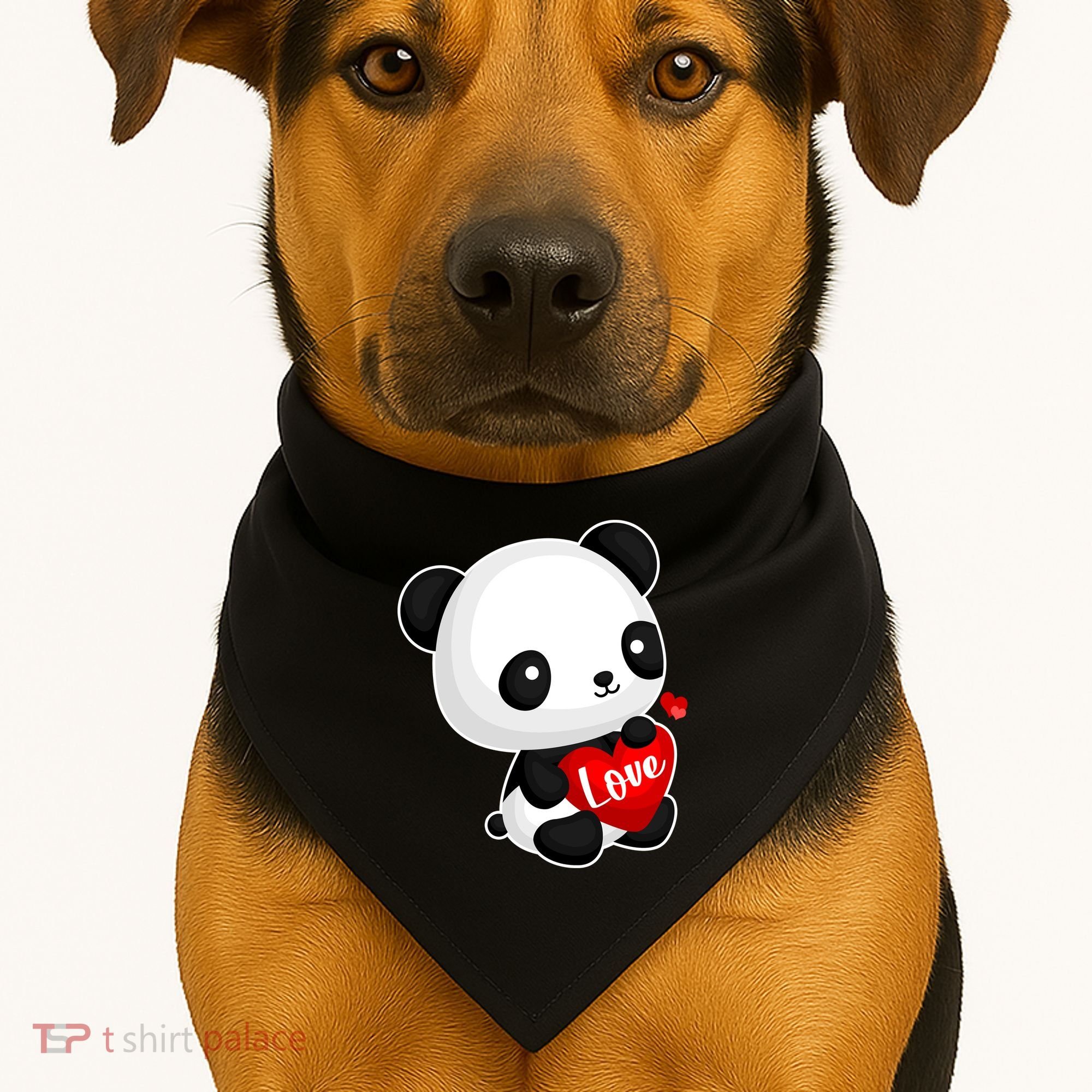 Cute Panda Holding A  Heart USA-Made Doggie Bandana