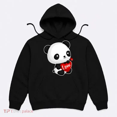 Cute Panda Holding A  Heart Hoodie