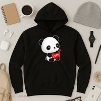 Cute Panda Holding A  Heart Hoodie thumb 3