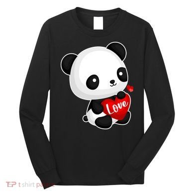 Cute Panda Holding A  Heart Long Sleeve Shirt
