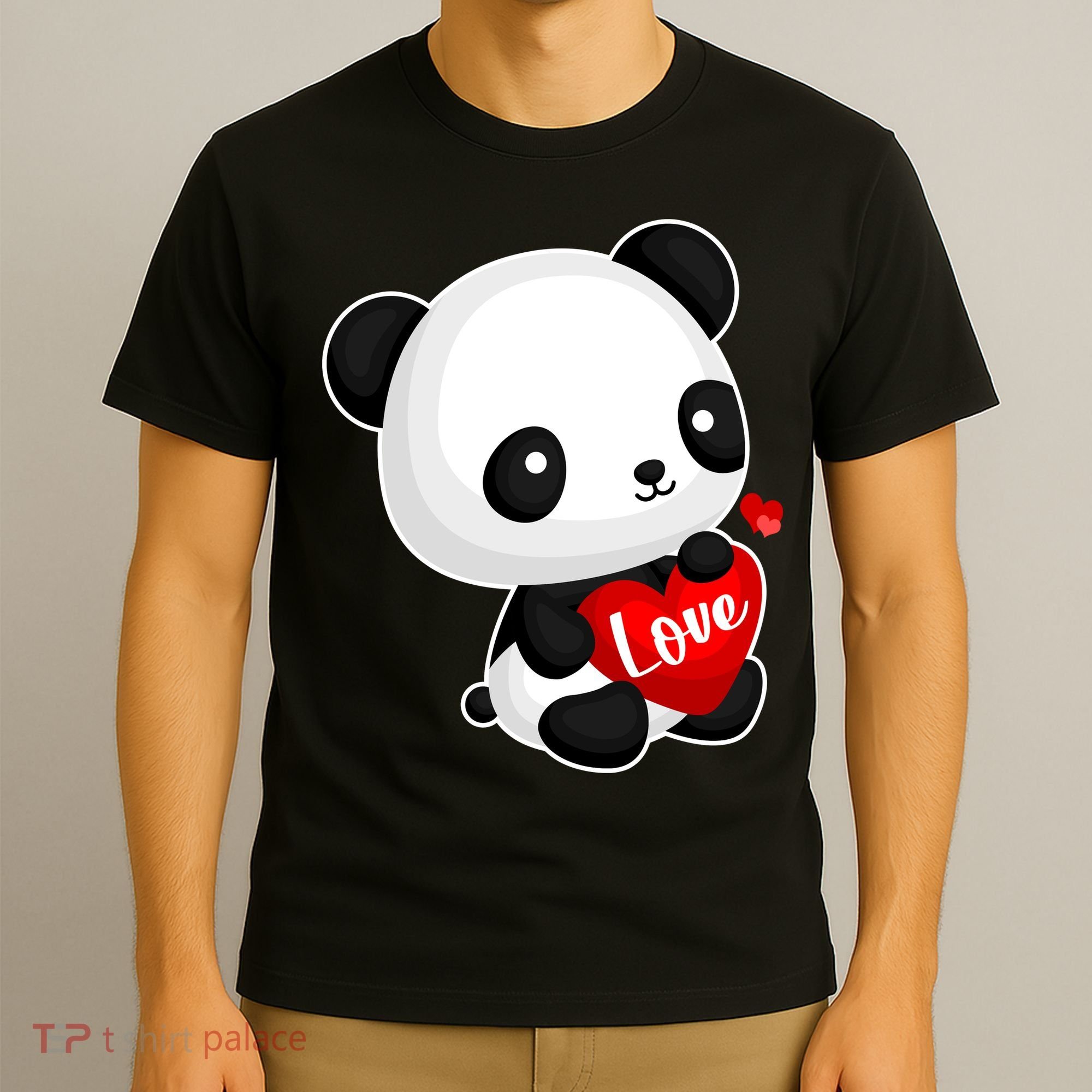 Cute Panda Holding A  Heart T-Shirt