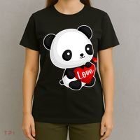 Cute Panda Holding A  Heart T-Shirt thumb 4