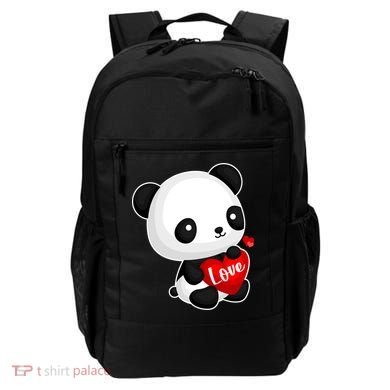 Cute Panda Holding A  Heart Backpack