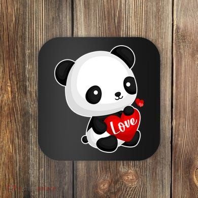 Cute Panda Holding A  Heart Coaster