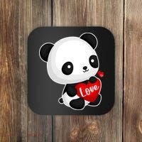 Cute Panda Holding A  Heart Coaster thumb 0