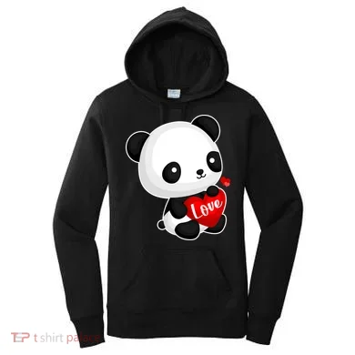 Cute Panda Holding A  Heart Women's Hoodie