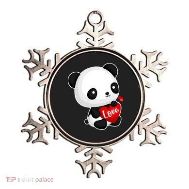 Cute Panda Holding A  Heart Ornament