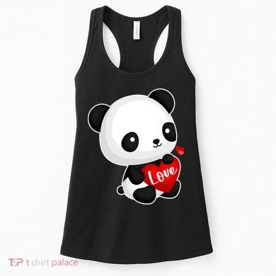 Cute Panda Holding A  Heart Women's Tank Top