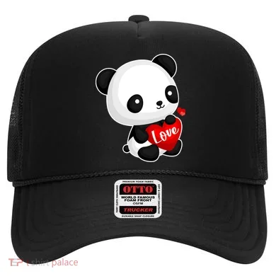 Cute Panda Holding A  Heart Hat