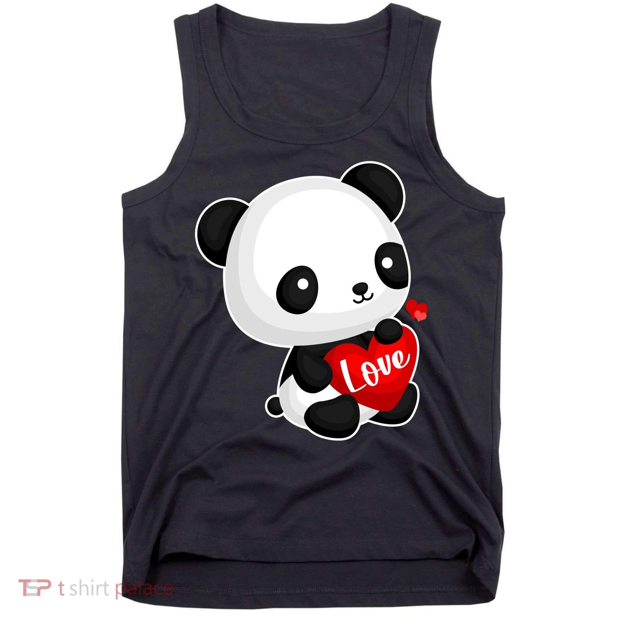 Cute Panda Holding A  Heart Tank Top