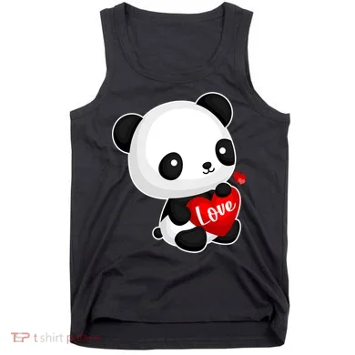 Cute Panda Holding A  Heart Tank Top