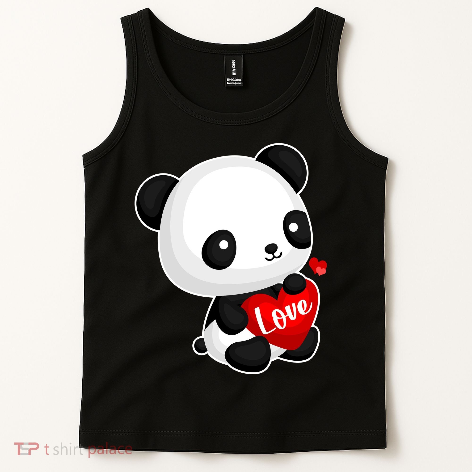 Cute Panda Holding A  Heart Tank Top