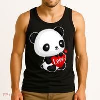 Cute Panda Holding A  Heart Tank Top thumb 3