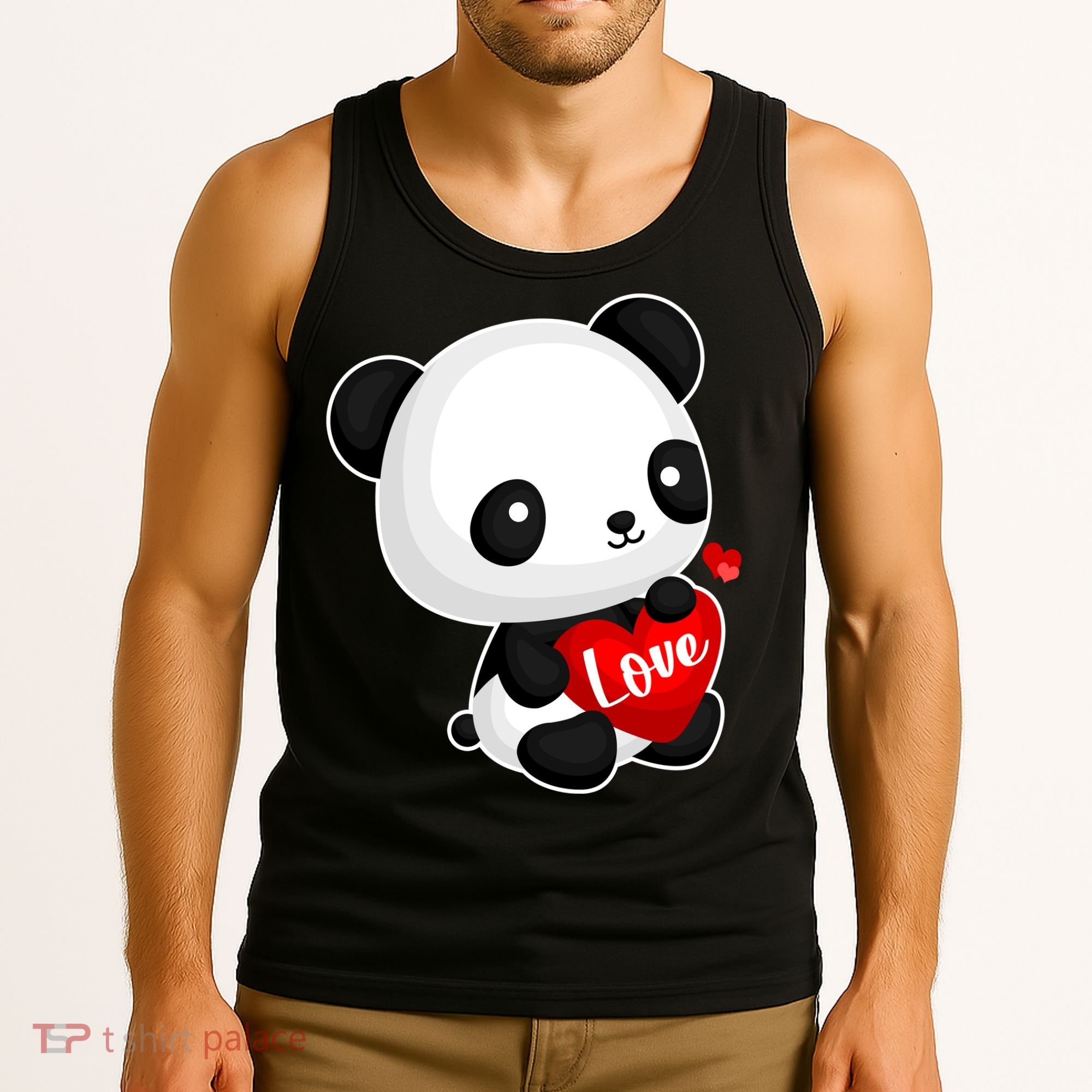 Cute Panda Holding A  Heart Tank Top