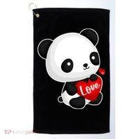 Cute Panda Holding A  Heart Golf Towel thumb 0