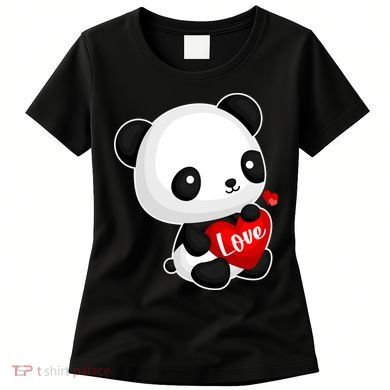 Cute Panda Holding A  Heart Women's T-Shirt
