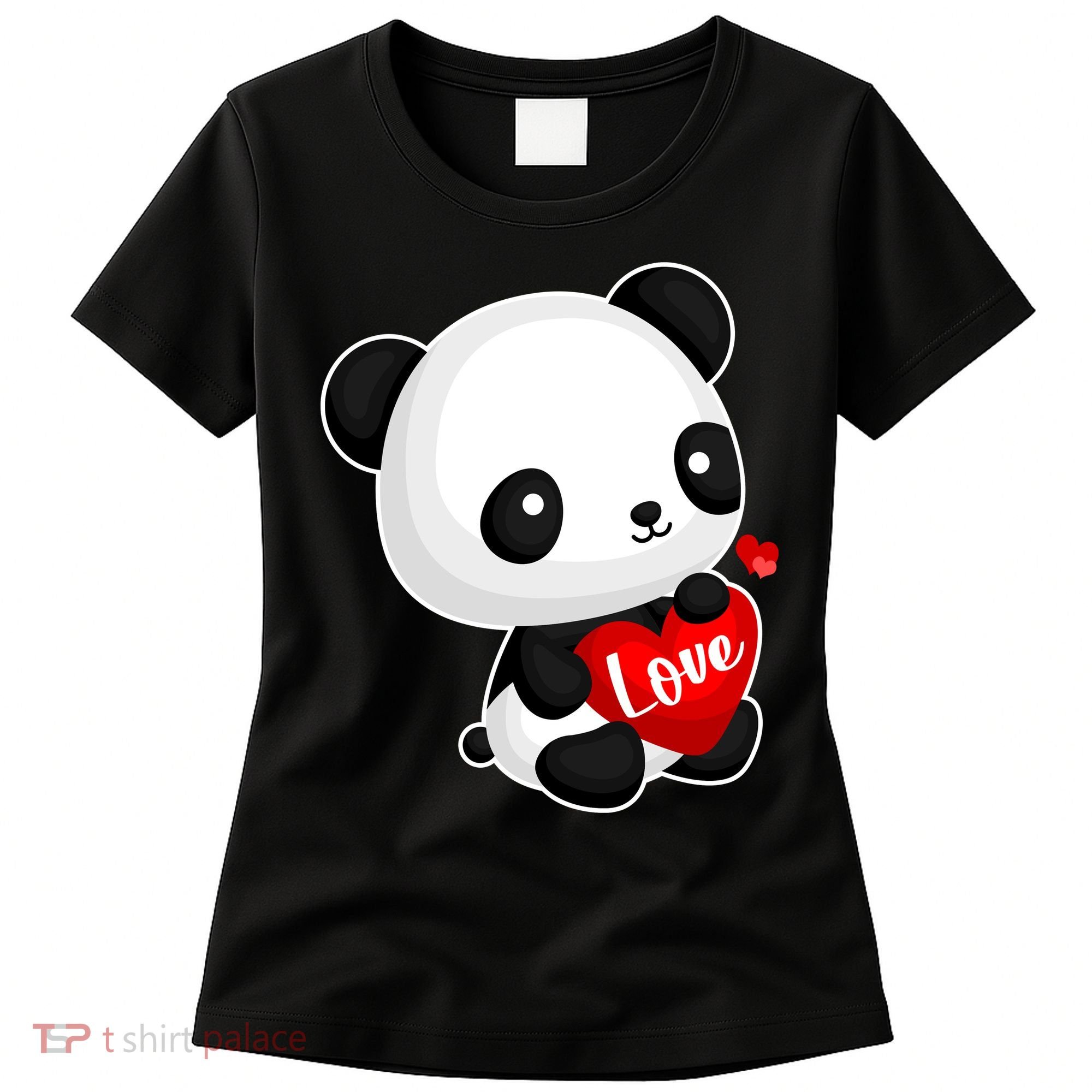 Cute Panda Holding A  Heart Women's T-Shirt