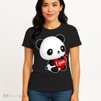 Cute Panda Holding A  Heart Women's T-Shirt thumb 4