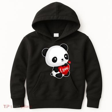 Cute Panda Holding A  Heart Kids Hoodie