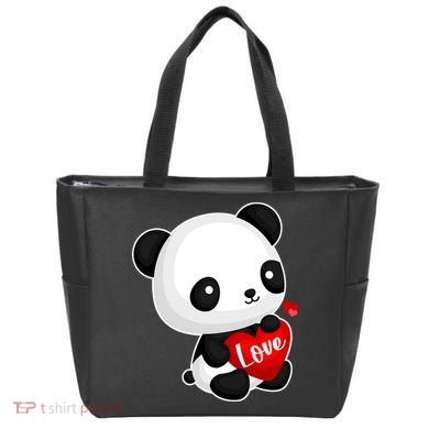 Cute Panda Holding A  Heart Tote Bag