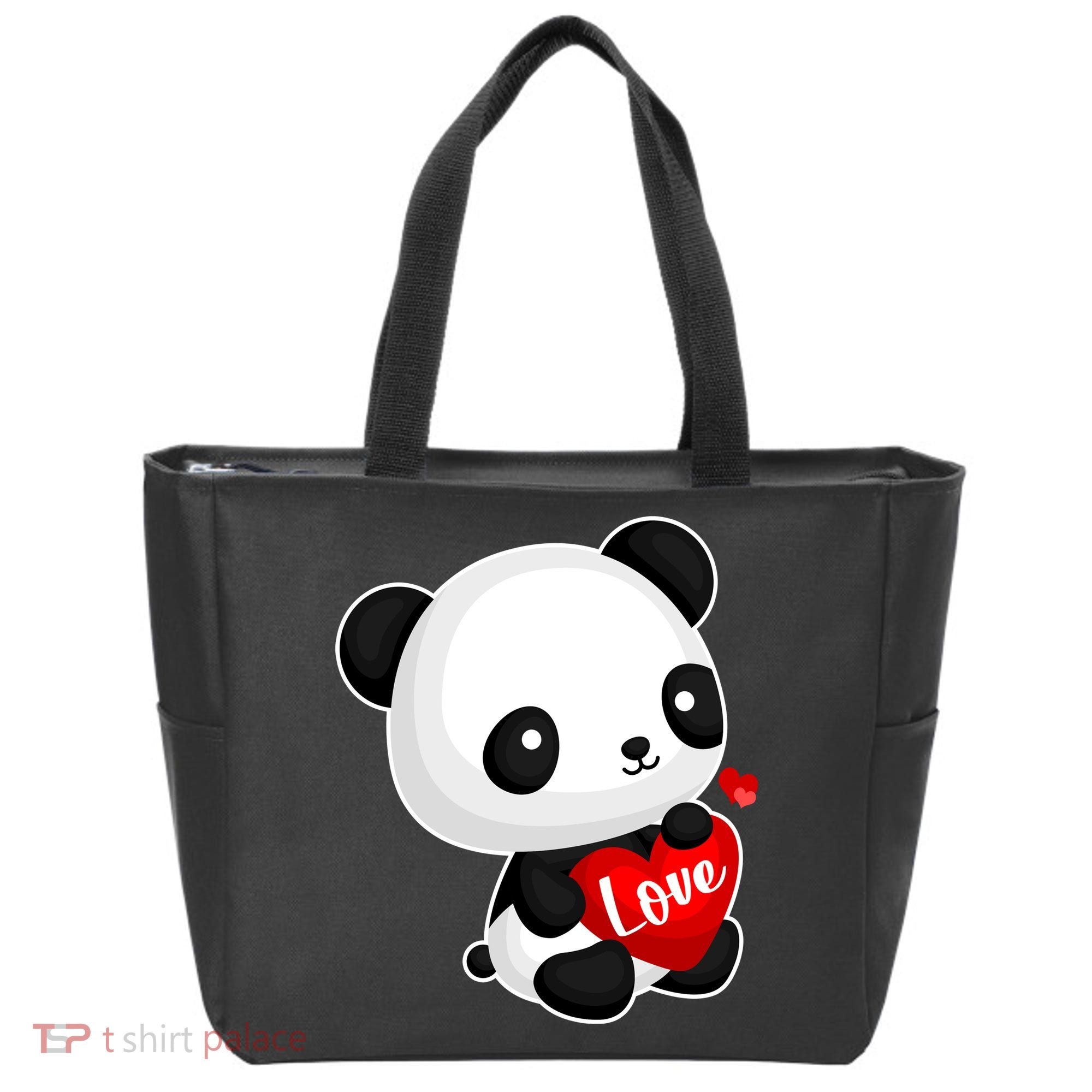 Cute Panda Holding A  Heart Tote Bag