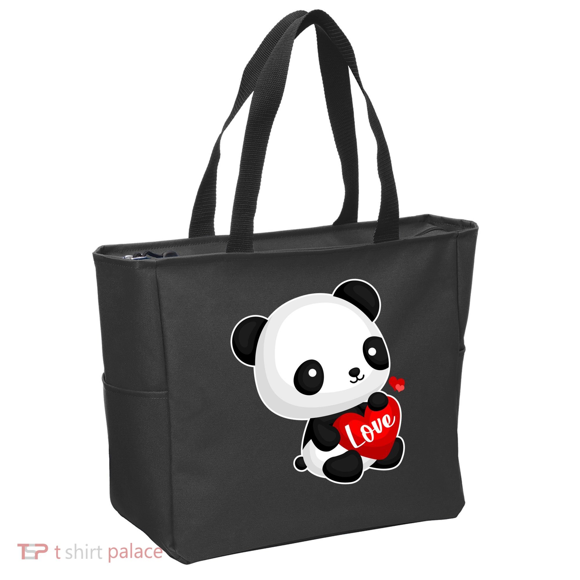 Cute Panda Holding A  Heart Tote Bag
