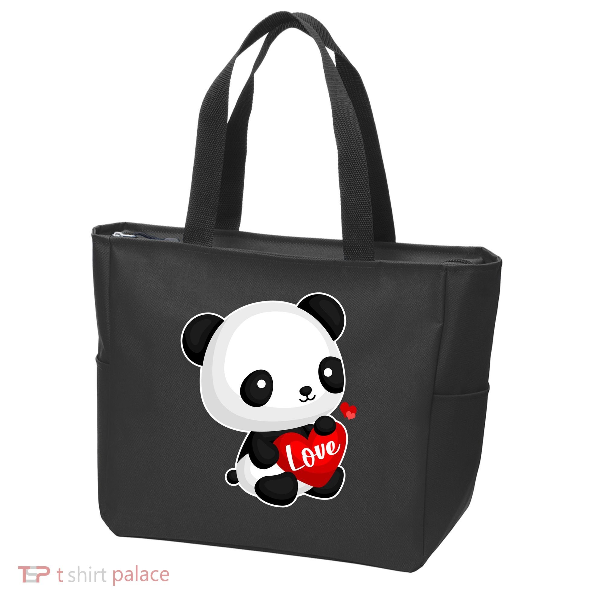 Cute Panda Holding A  Heart Tote Bag