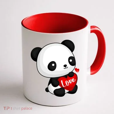 Cute Panda Holding A  Heart Coffee Mug back
