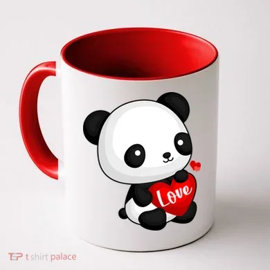 Cute Panda Holding A  Heart Coffee Mug