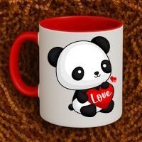 Cute Panda Holding A  Heart Coffee Mug thumb 2