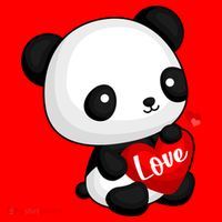 Cute Panda Holding A  Heart Santa Hat thumb 1