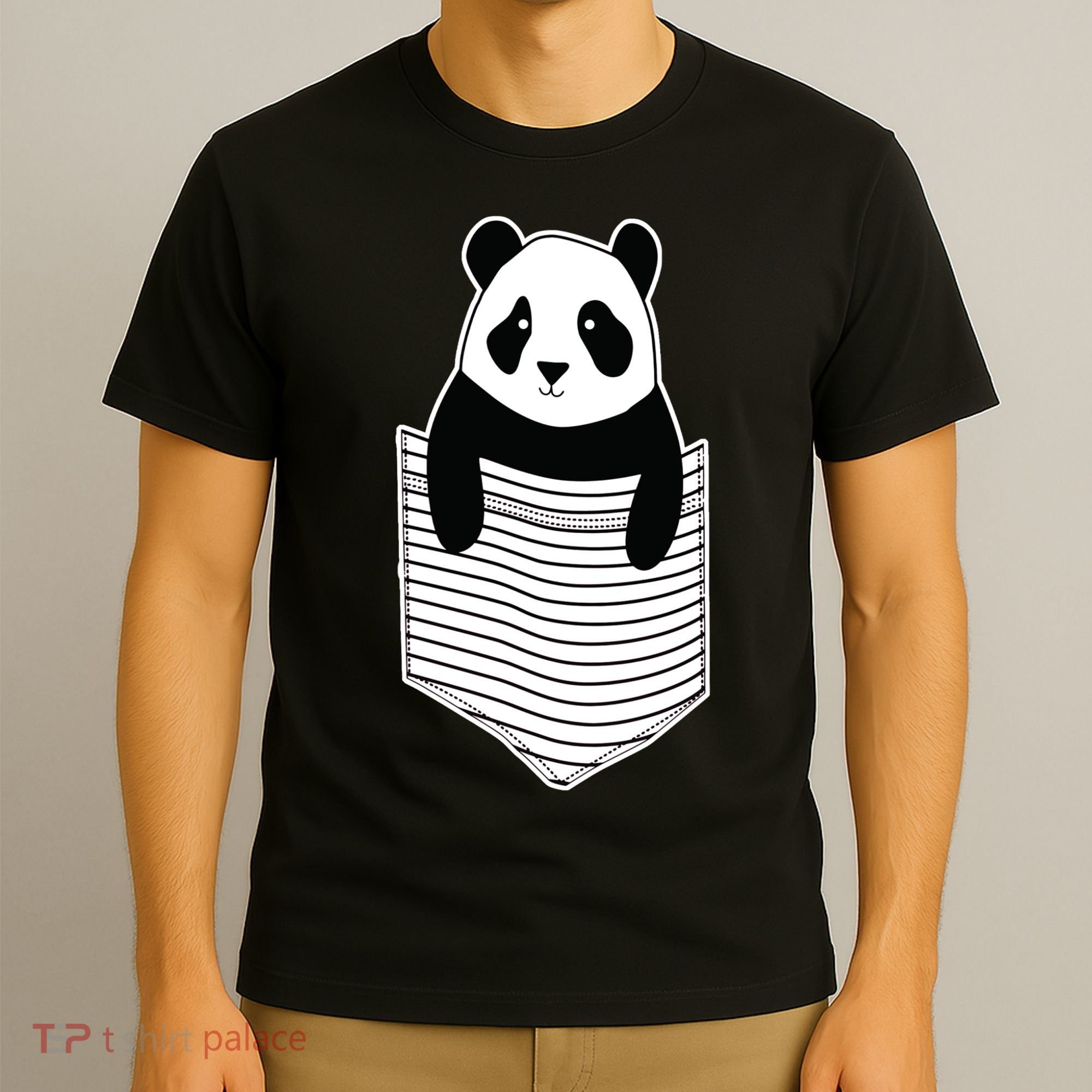 Cute Panda Pocket T-Shirt